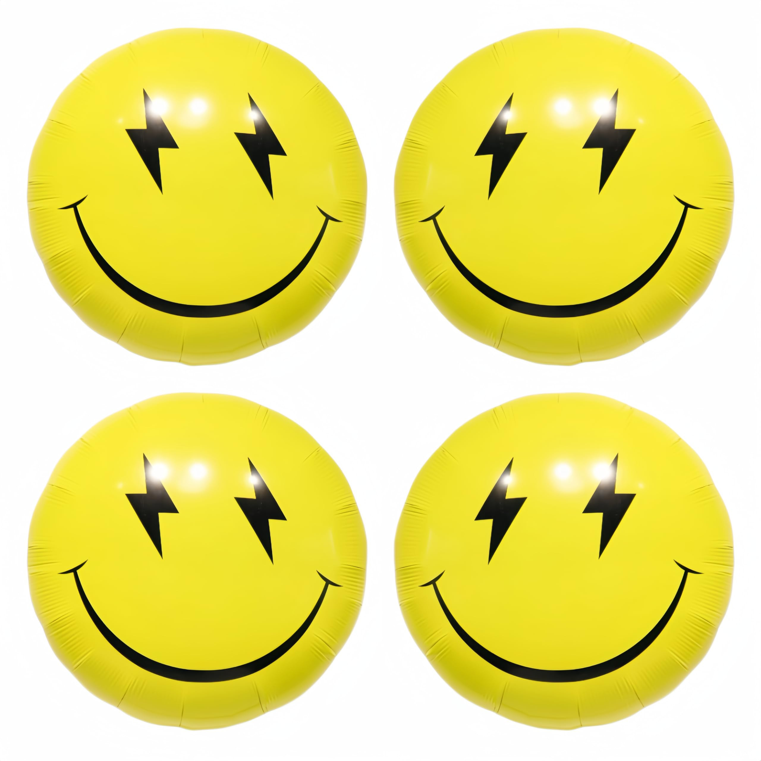 4Pcs Yellow Smile Face Balloon 23 Inch/Yellow Lightning Smile Party Helium Balloon/Preppy Smile F... | Amazon (US)