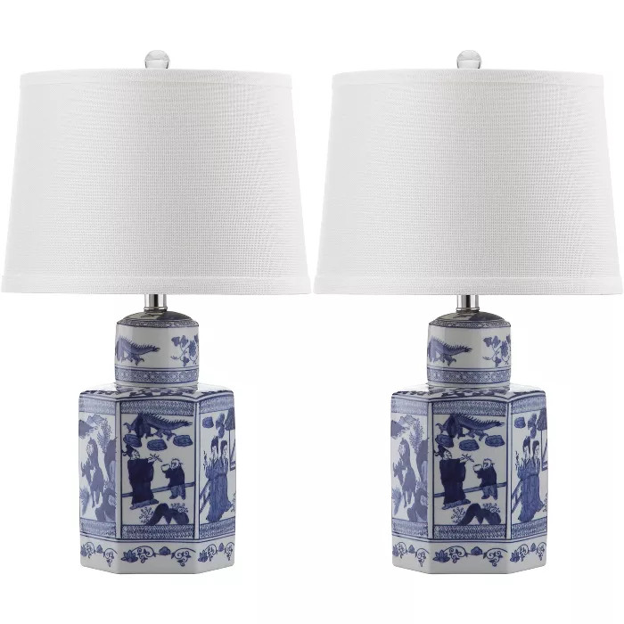 Judy Table Lamp (Set of 2) - White/Blue  - Safavieh | Target