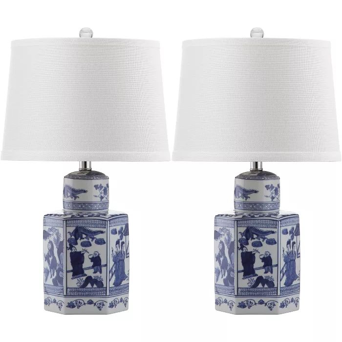 Judy Table Lamp (Set of 2) - White/Blue  - Safavieh | Target