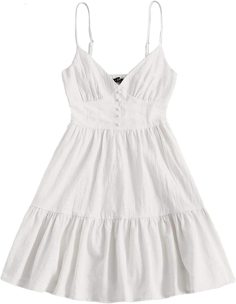 ZAFUL Women's Mini Dress Spaghetti Straps Sleeveless Beach Cami Dress | Amazon (US)