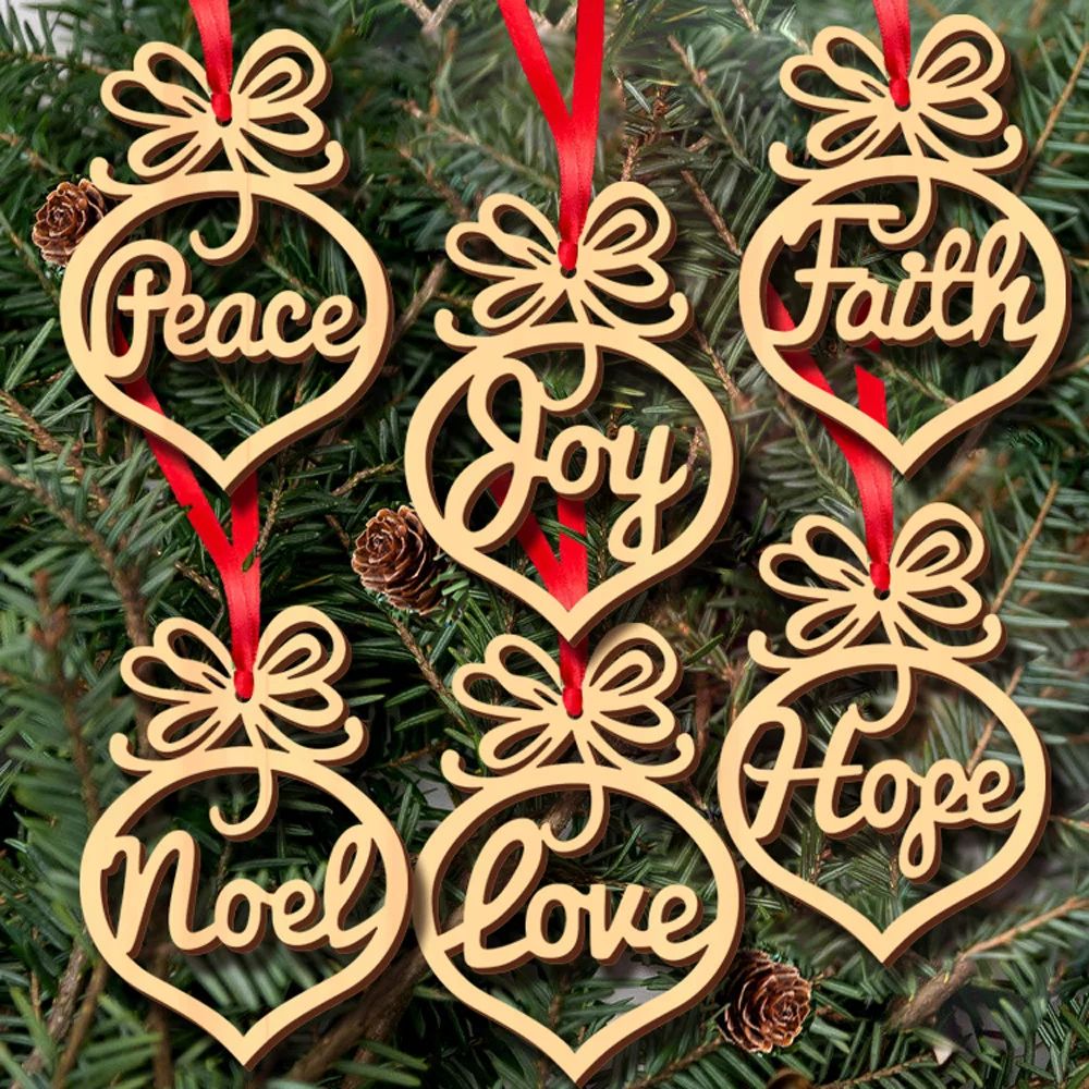 Binmer® 6Pcs Christmas Decorations Wooden Ornament Xmas Tree Hanging Tags Pendant Decor | Walmart (US)