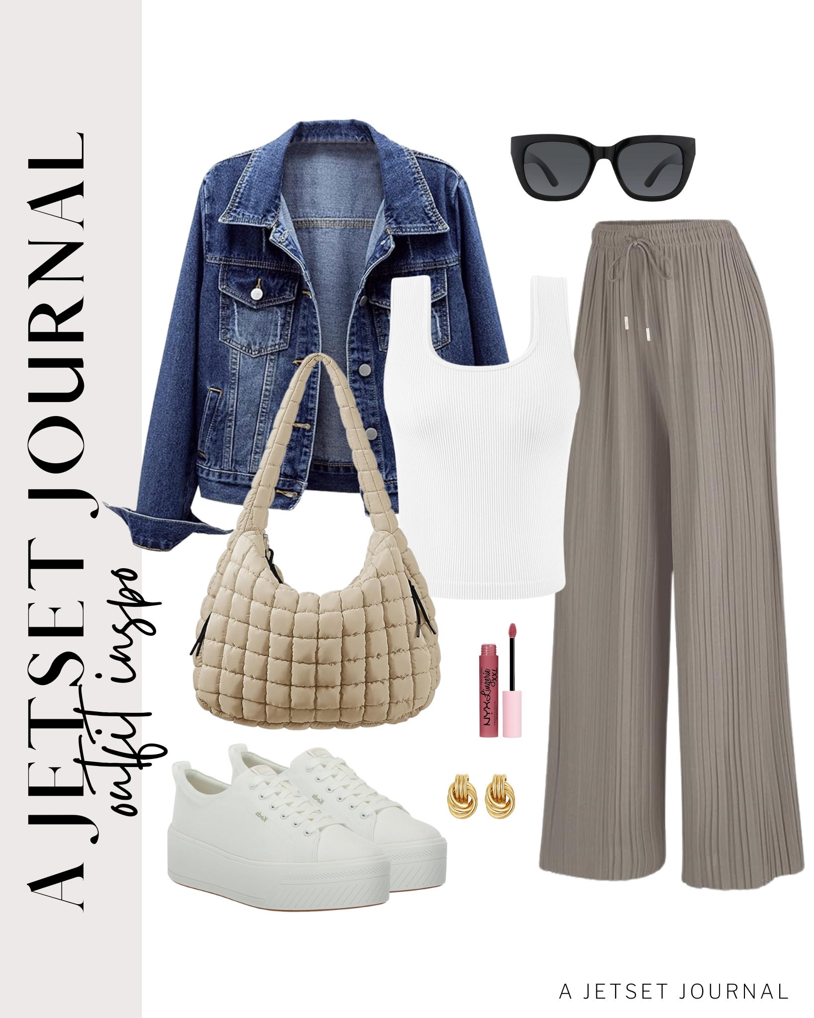 Palazzo pants are so easy and quick to style! Just pair them with a basic tank and a denim jacket
gold earrings, flat shoes, amazon fashion, affordable look, look for less, quilted handbag, casual outfit idea, spring fashion, beauty must have, functional bag

#LTKU #LTKStyleTip #LTKSeasonal