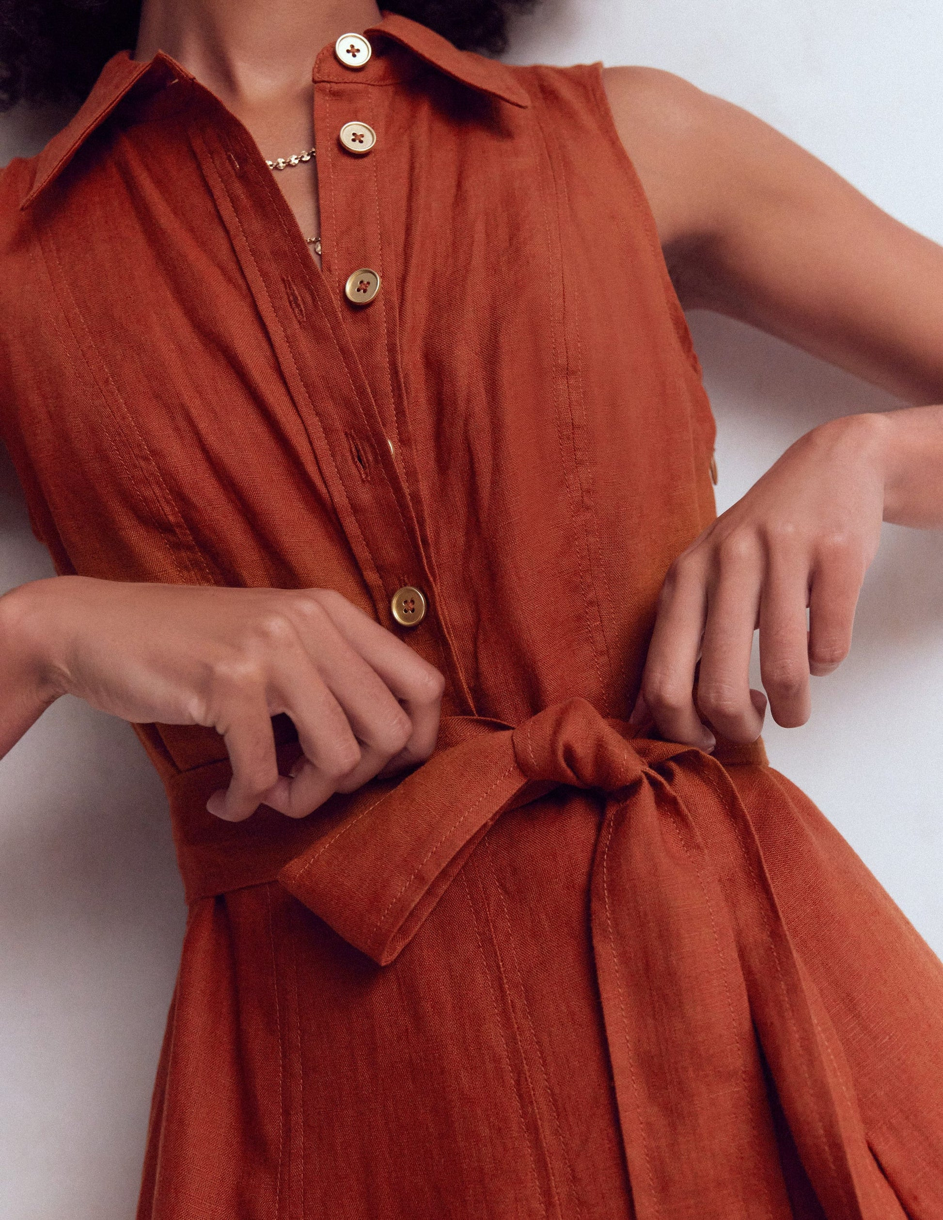 Belinda Linen Shirt Dress-Burnt Orange | Boden (US)