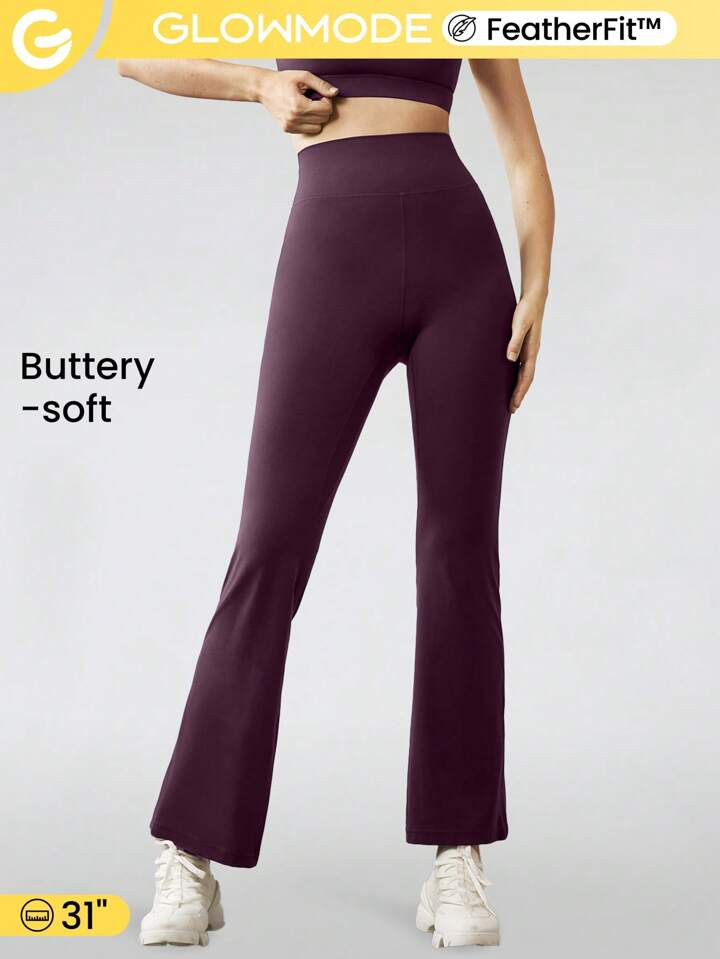 GLOWMODE 31" FeatherFit™ High-Rise Flared Leggings Pants Low Impact Yoga Daily | SHEIN