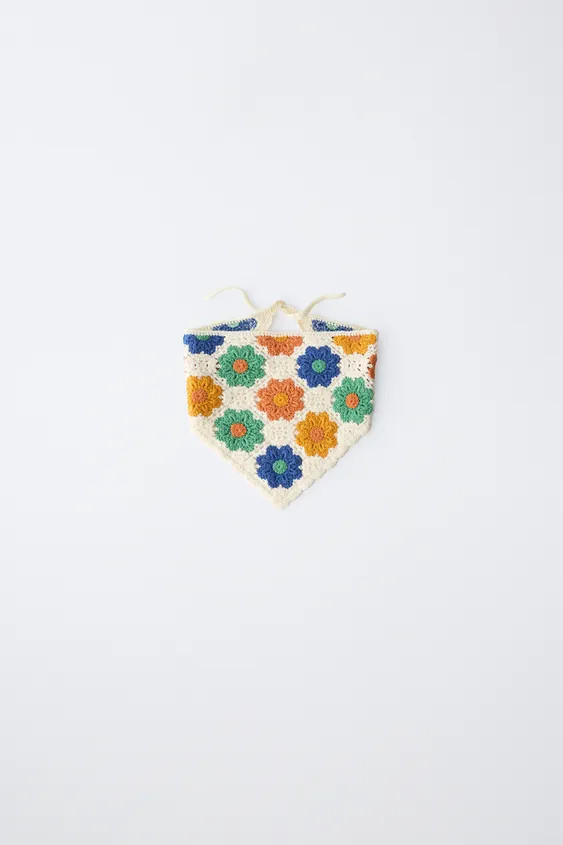 CROCHET KNIT FLORAL BANDANA | Zara US