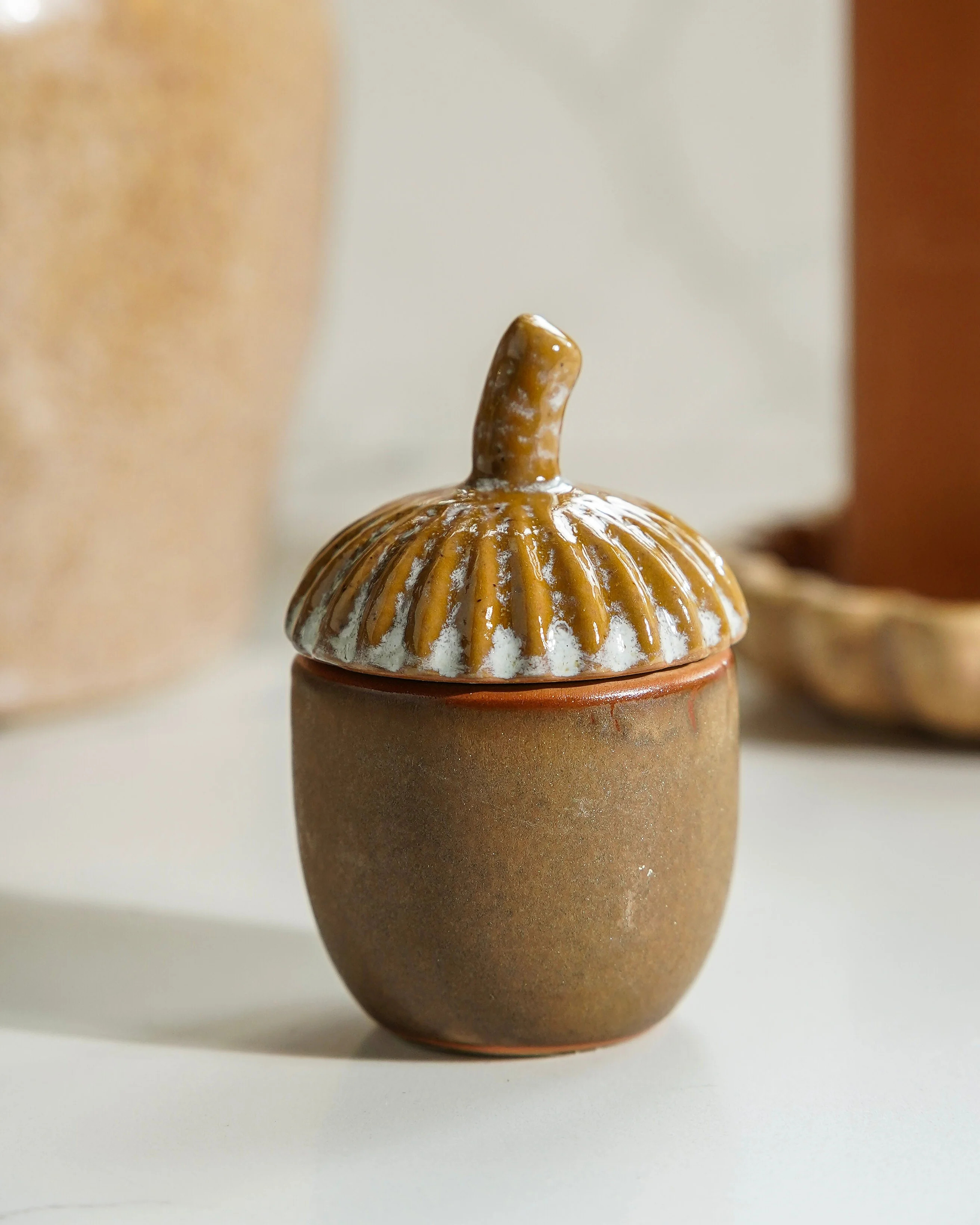 Stoneware Acorn Shaped Jar | MJHome