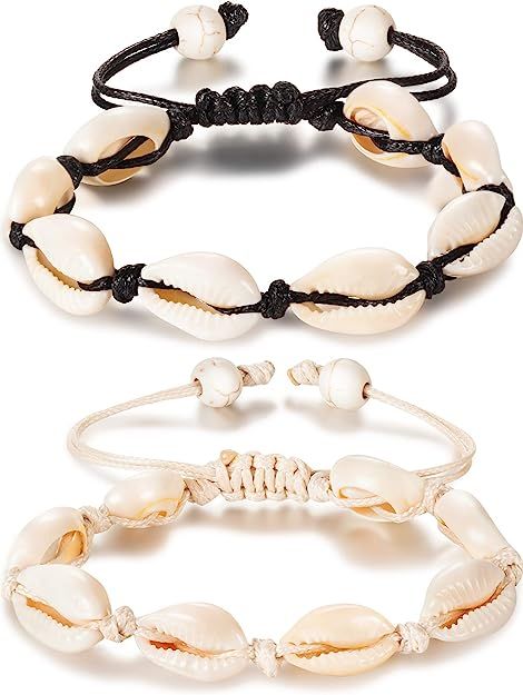 meekoo 2 Pieces Natural Shell Anklet Bracelet Handmade Beach Foot Jewelry Adjustable Boho Beaded ... | Amazon (US)