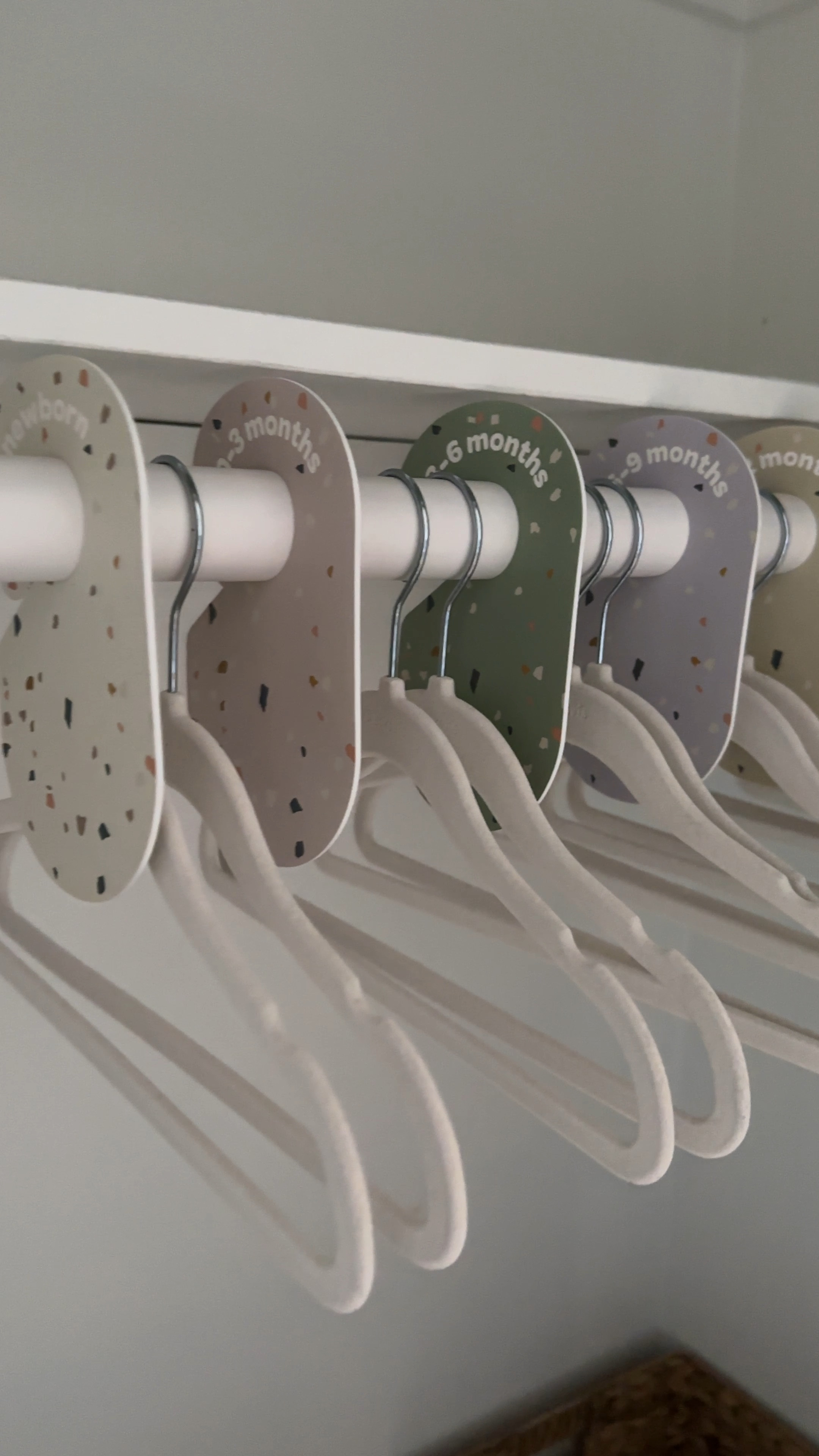 Nursery closet with tiny hangers and dividers for all the sizes as baby grows. 

#LTKfindsunder50 #LTKhome #LTKbaby