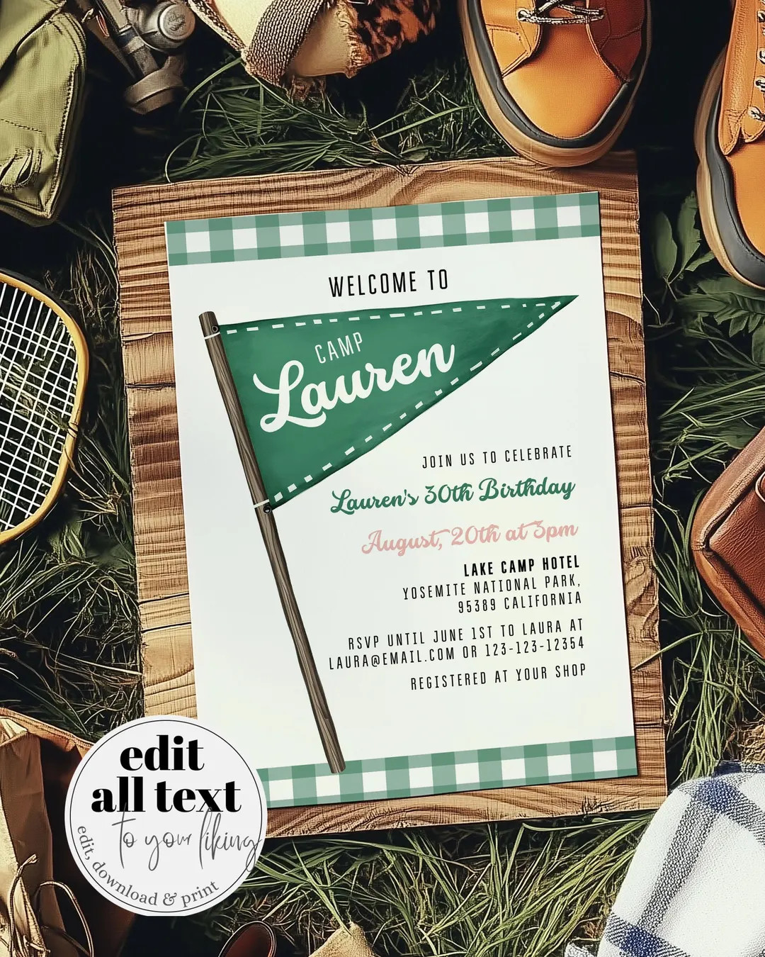 Camping Birthday Invitation Happy Camper Party Invite Girls Summer Camp Birthday Parent Trap Insp... | Etsy (US)