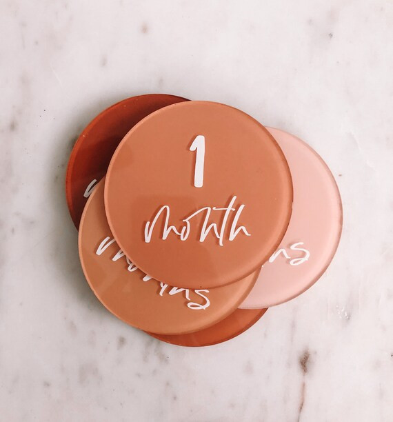 Monthly Milestone Markers Acrylic Discs Baby Girl Pink Orange - Etsy | Etsy (US)