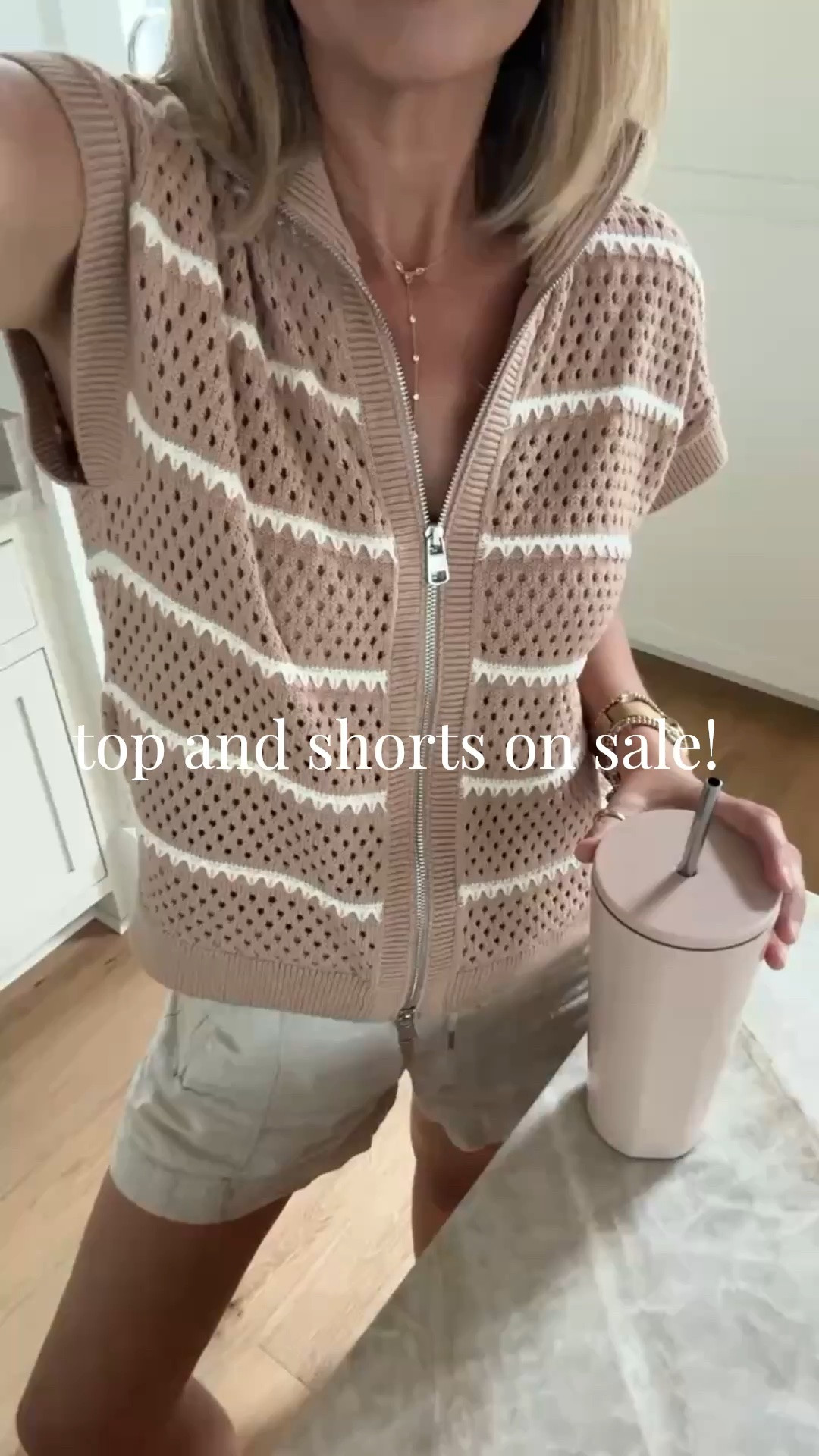 Top and linen shorts on sale!  Wearing small in both.

#LTKSaleAlert #LTKOver40 #LTKmomlife