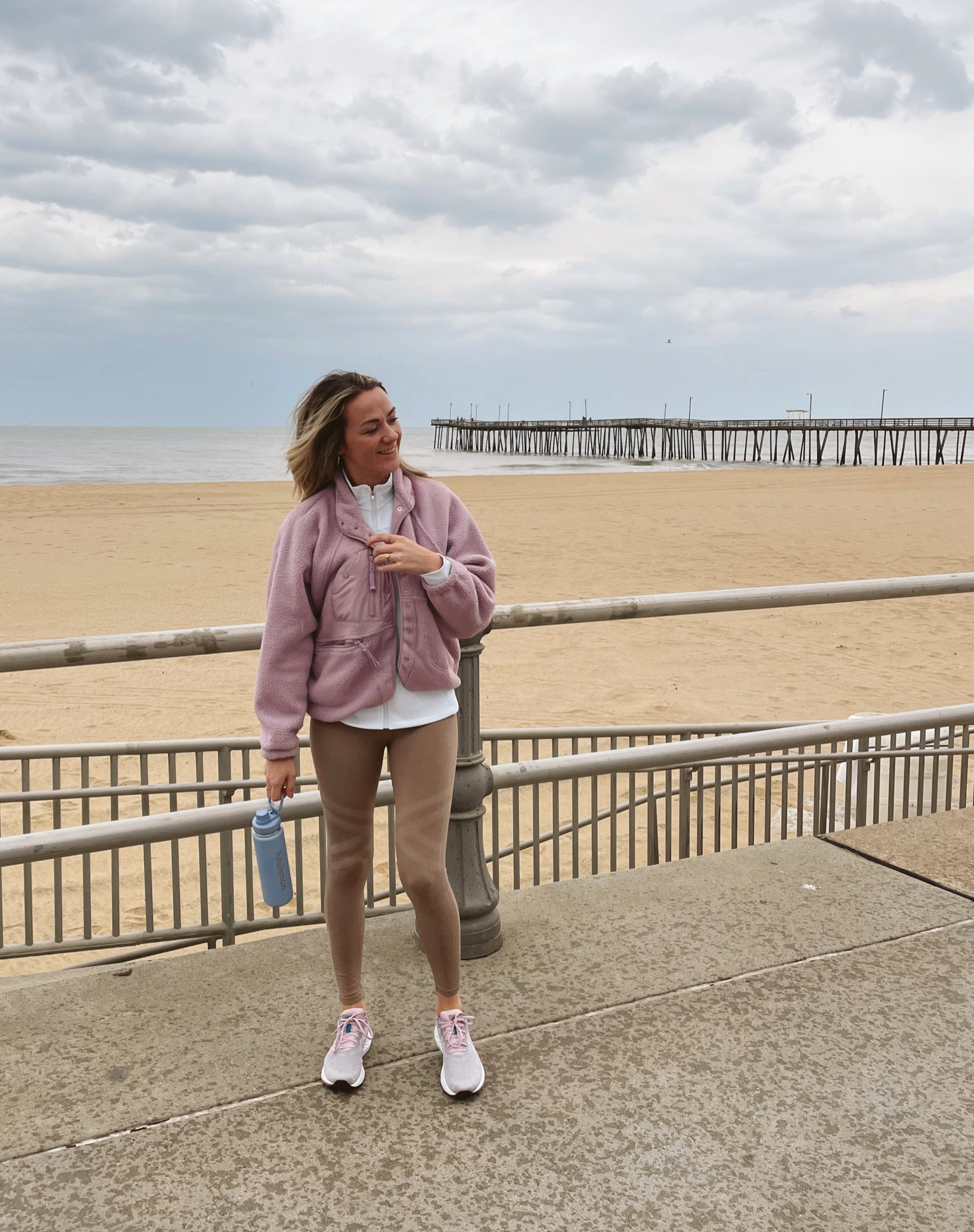 wearing #freepeople fleece at the beach! 