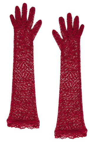 Beaufille Stretch Lace Elbow Gloves in Burgundy - Burgundy. Size all. | FWRD 