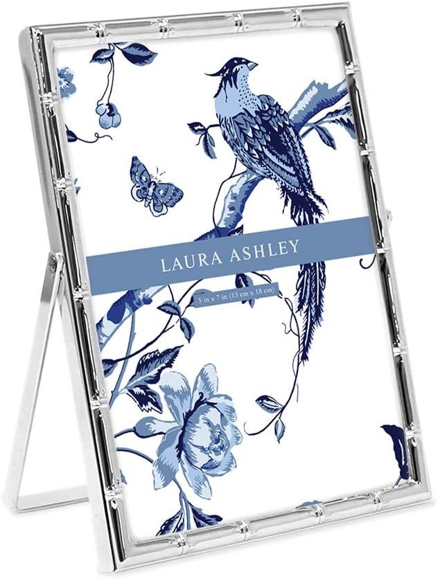 Laura Ashley 5x7 Silver Bamboo Metal Picture Frame (Vertical) with Pull-Out Easel Stand, Made for... | Amazon (US)