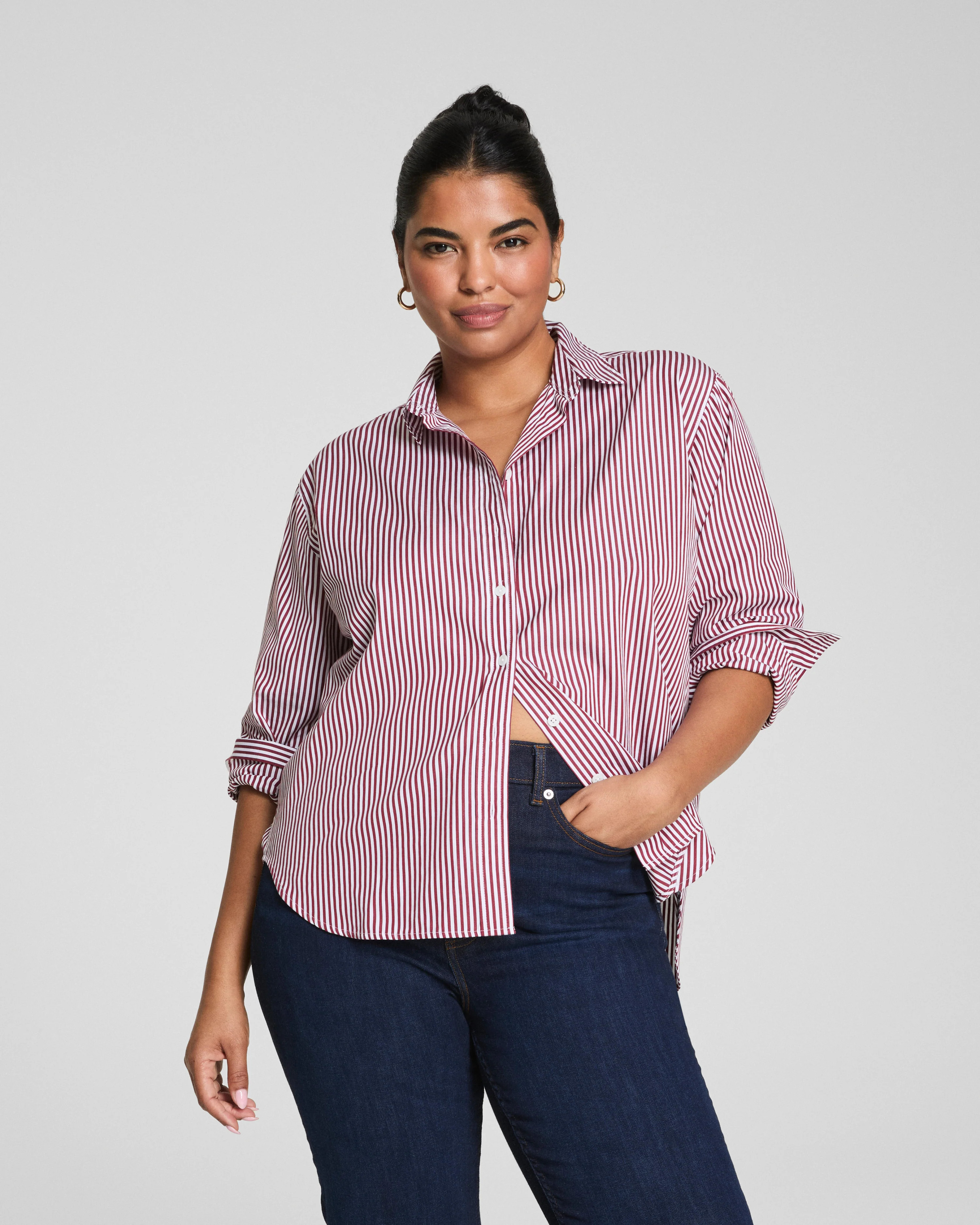 Oversized Poplin Button-Up Shirt | SPANX | Spanx