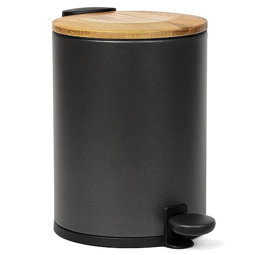 Kazai.®️ Bamboo Bathroom Trash Can | Soft Close and Slip-Resistant | 3L / 0.8 Gall. | Stainles... | Amazon (US)