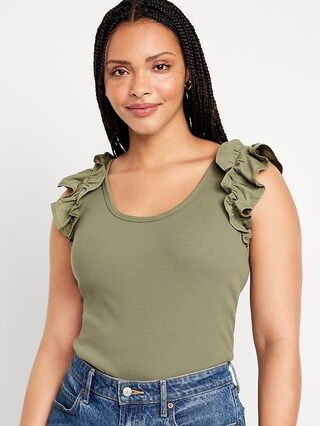 Ruffled Mixed Fabric Tank Top | Old Navy (US)