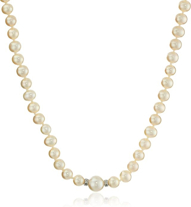 Amazon Collection Sterling Silver Roundel Diamond 6-7mm and 10-11mm Freshwater Cultured Pearl Str... | Amazon (US)