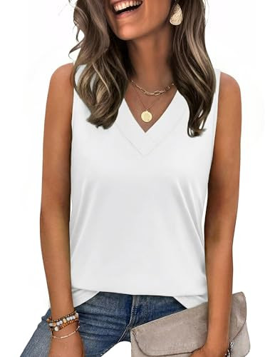 Zeagoo Tank Top for Women V Neck Loose Fit Sleeveless Summer Tops Business Casual Outfits Dressy ... | Amazon (US)