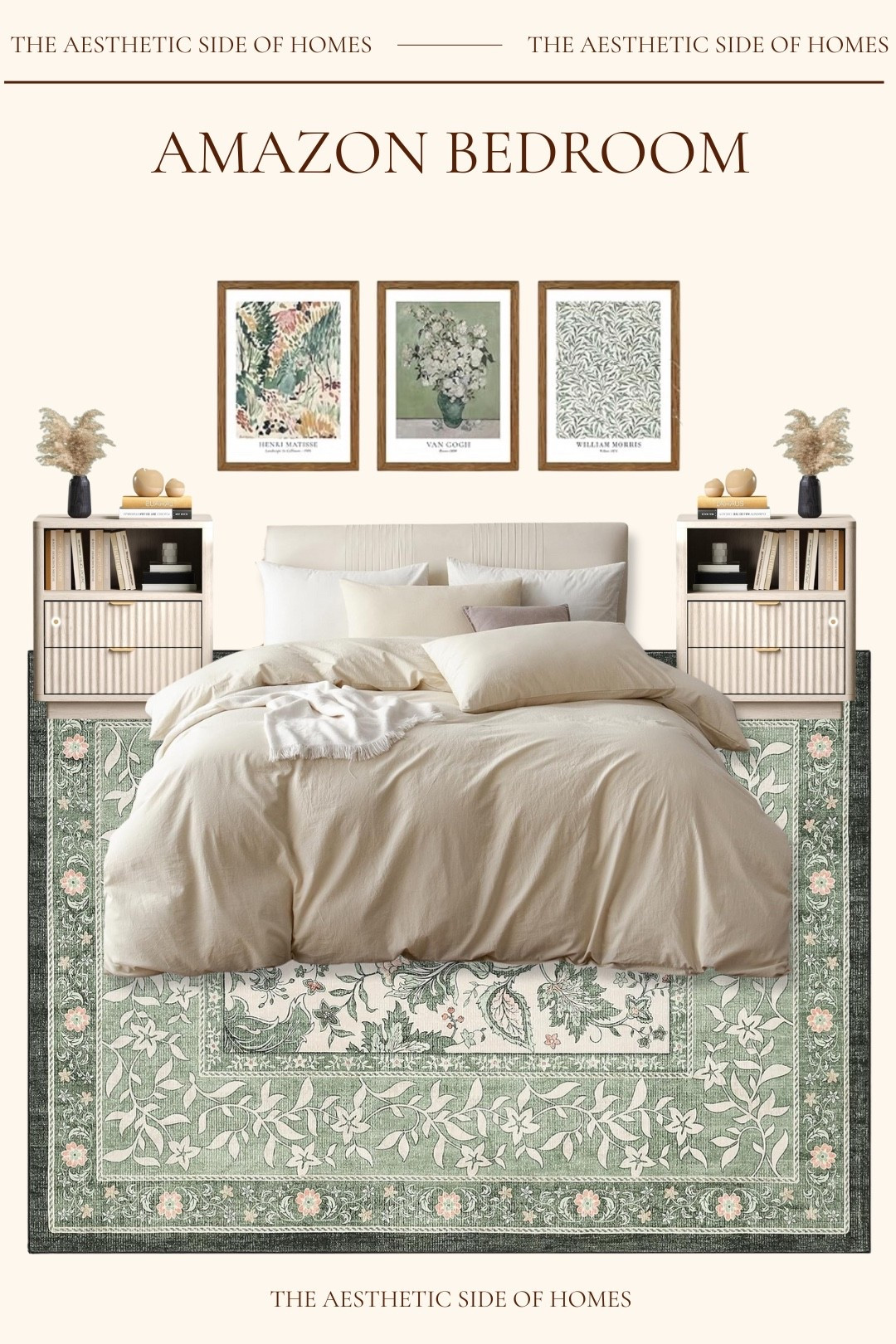 How to style a green floral rug in a bedroom makeover. I love the way the art and rug go together!

#LTKSeasonal #LTKmomlife #LTKHome