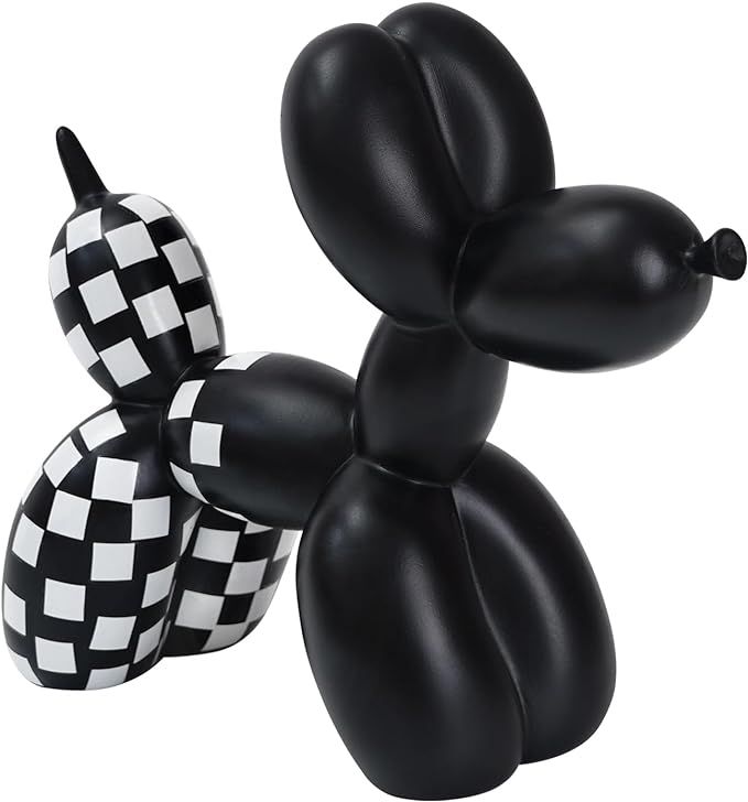 Black and White Checkered Racing Car Pattern Balloon Dog Statue Crafts Living Room Desktop Decora... | Amazon (US)