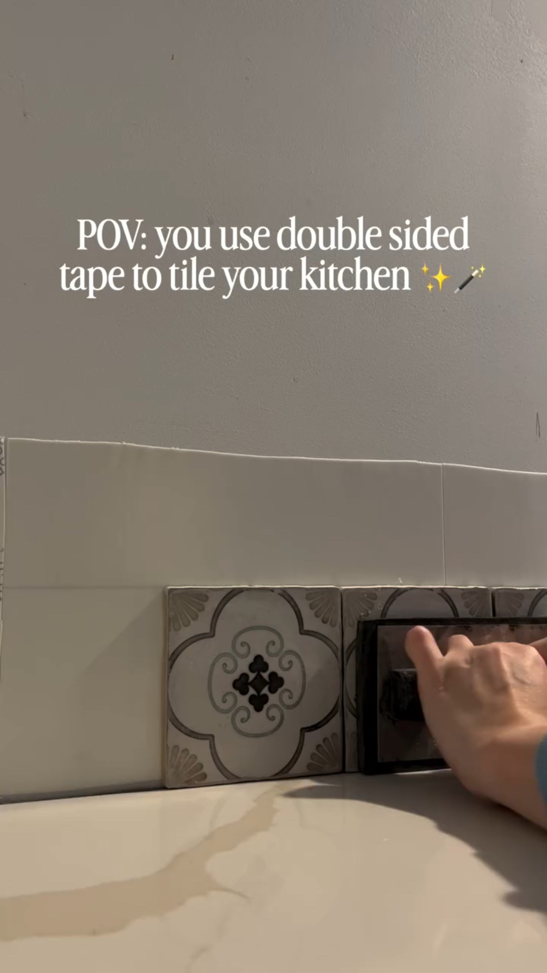 If you’ve ever tiled anything, you know how messy thinset can get. When I found out there’s a double sided tape made for tile I had to try it! 

Spoiler: it’s strong, clean and 100% mess to magic approved ✨🪄