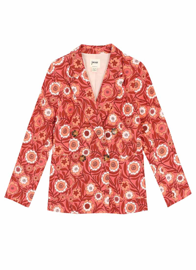 Richy Pink Floral Print Soft Tailored Blazer | Joanie