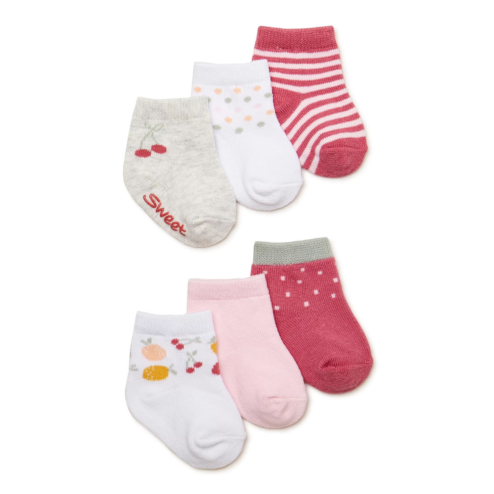 Carter’s Child of Mine Infant Girl Fruit Crew Socks, 6 Pack, 0-12M - Walmart.com | Walmart (US)