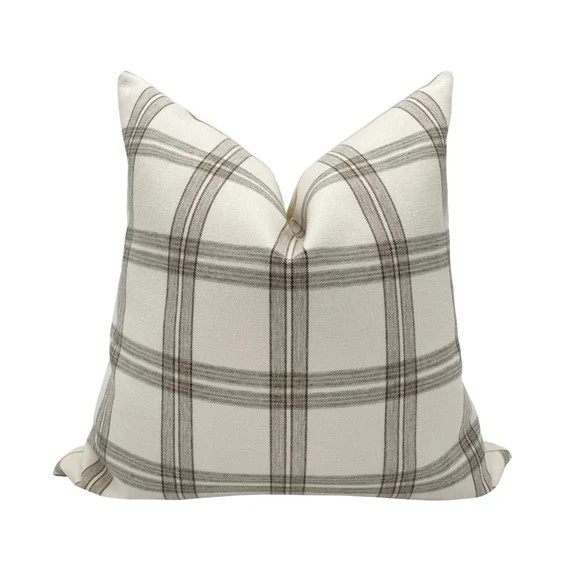 JENNA  Neutral Plaid Pillow Cover off White and Brown - Etsy | Etsy (US)