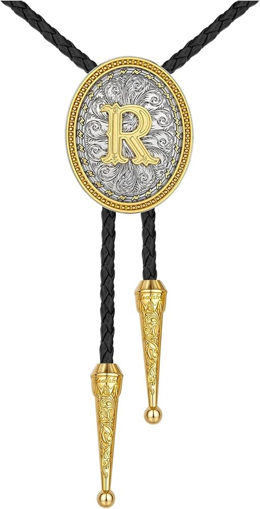 HUABOLA CALYN Bolo tie for Men, Western Cowboy Golden Alphabet Initial Letter ABCDJMR to Y Costum... | Amazon (US)