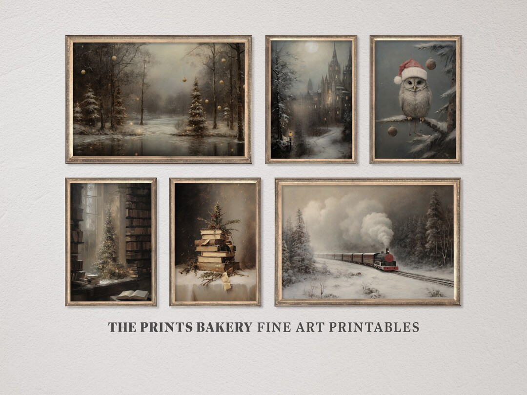 PRINTABLE Christmas Set of 6, Enchanted Magical Winter Prints, Vintage Moody Xmas Wall Art, Rusti... | Etsy (US)