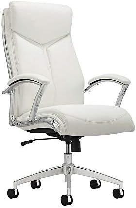 Realspace Verismo Bonded Leather High-Back Chair, White/Chrome | Amazon (US)