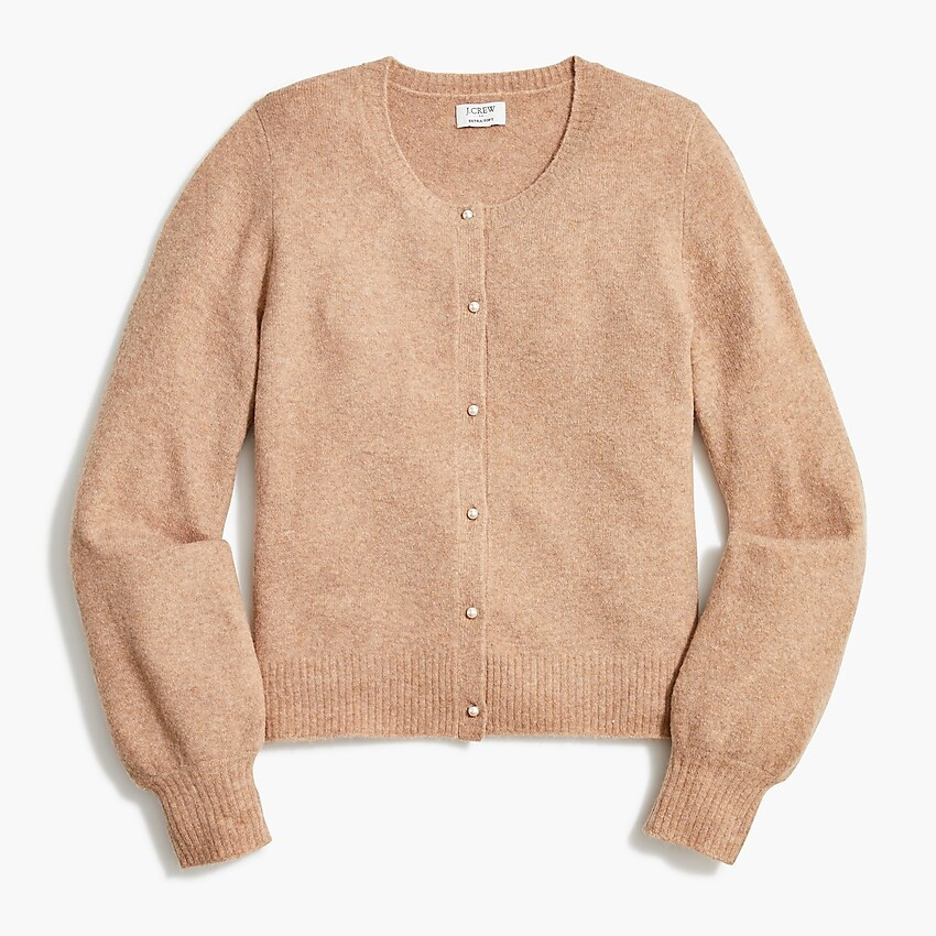 Puff-sleeve cardigan sweater in extra-soft yarn | J.Crew Factory