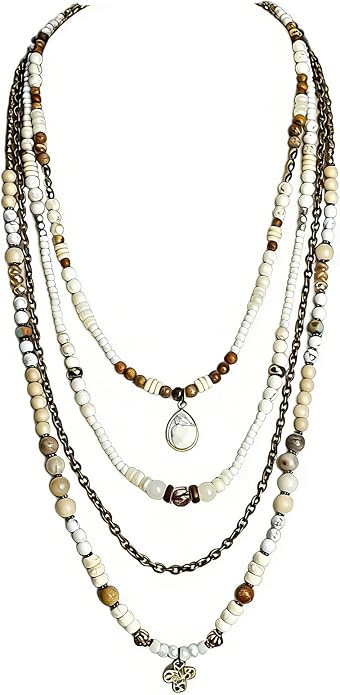 Yomisa Boho Long Necklaces for Women Trendy, Layered Chain | Multi-layer Beaded Necklace for Wome... | Amazon (US)