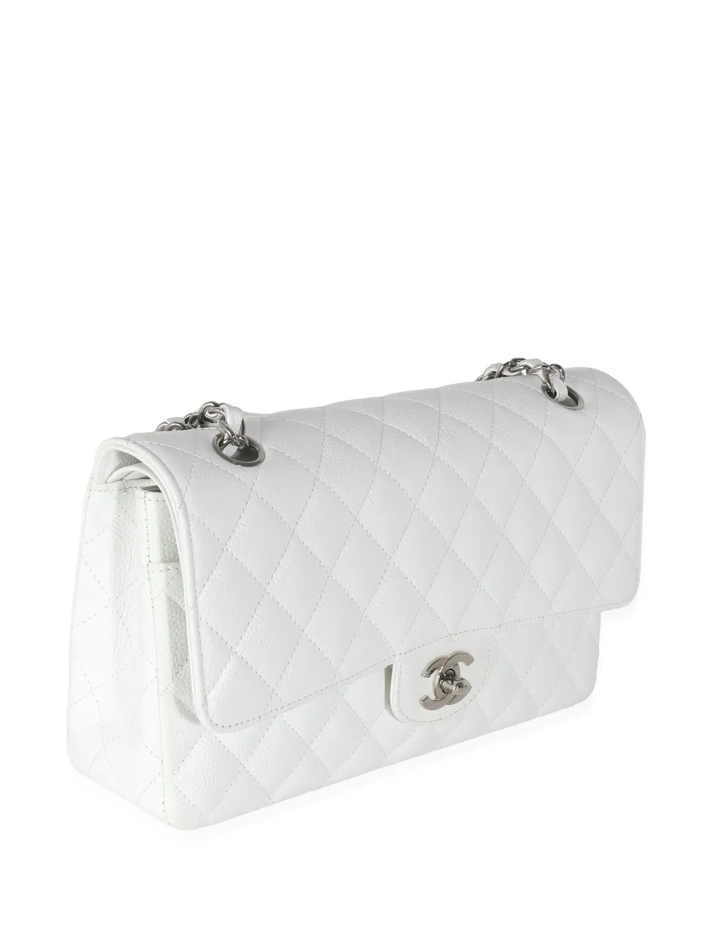 CHANEL Pre-Owned 2006-2008 Medium Double Flap Shoulder Bag | White | FARFETCH KW | Farfetch Global