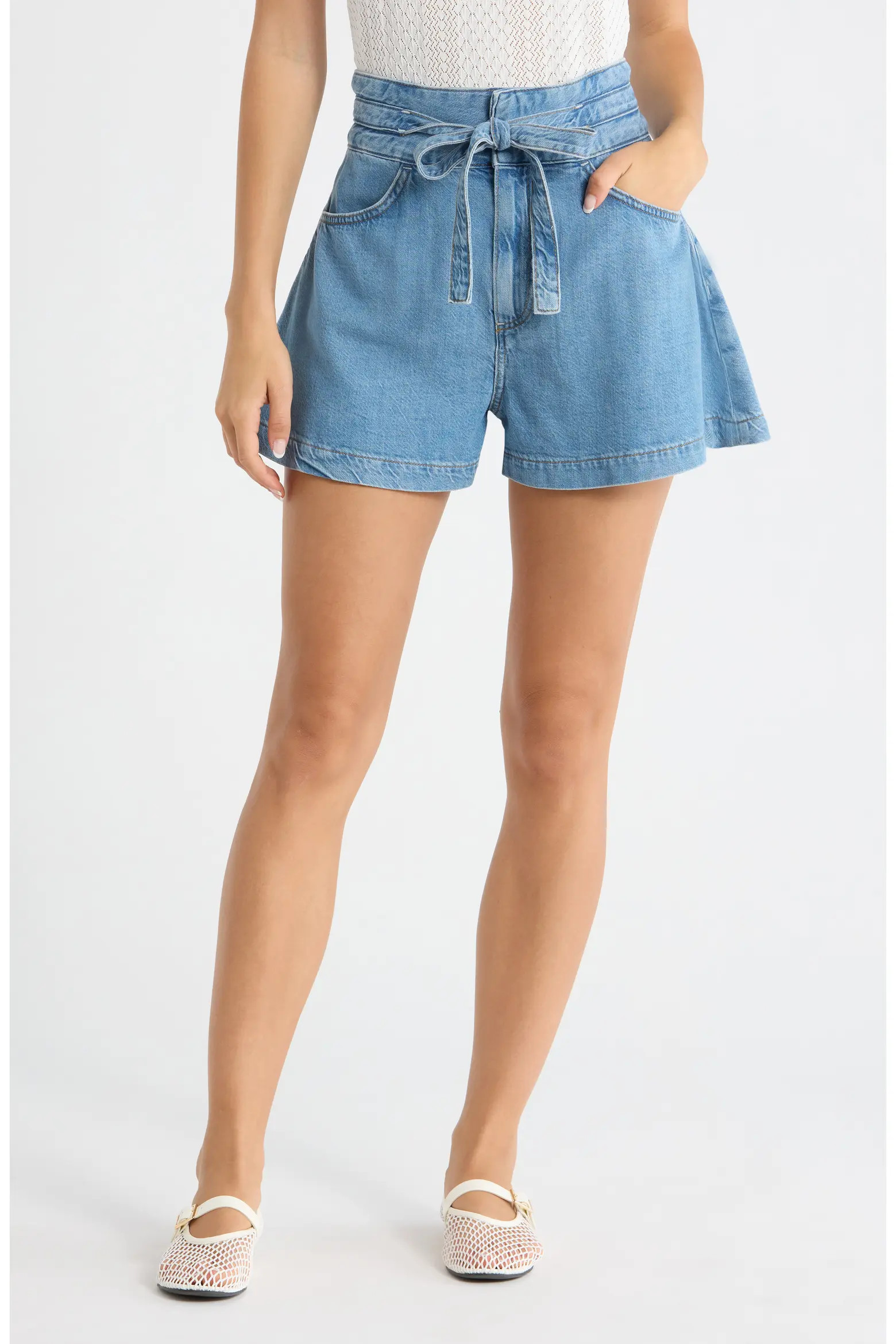 Mathilda Paperbag Waist Denim Shorts (Women) | Nordstrom | Nordstrom