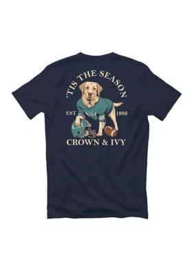 Crown & Ivy Men's Football Dog Graphic T-Shirt, Navy Blue, XL | Belk