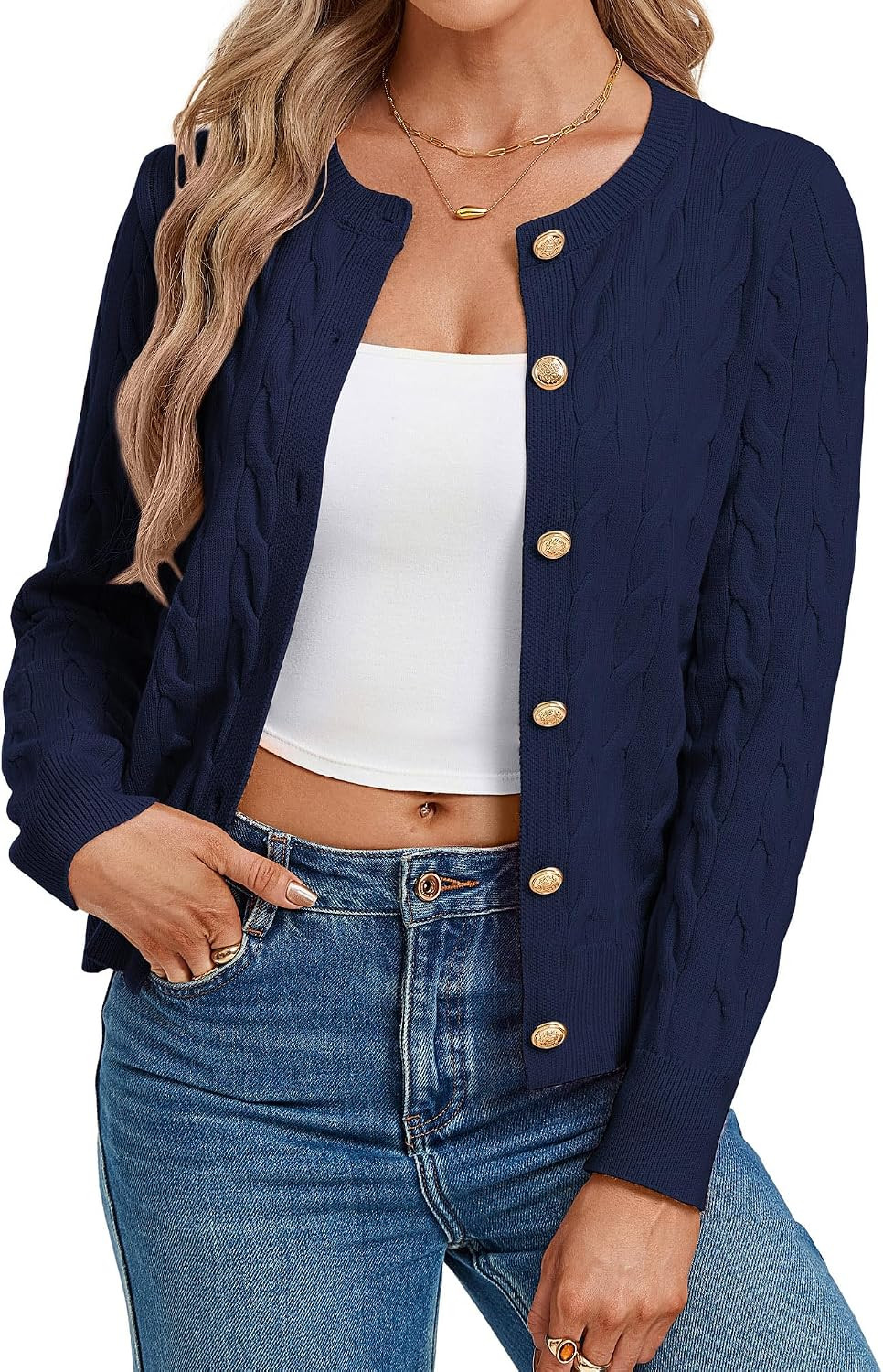 GRACE KARIN Womens Button Up Cable Knit Cardigan Sweaters Fall Outfits 2026 | Amazon (US)
