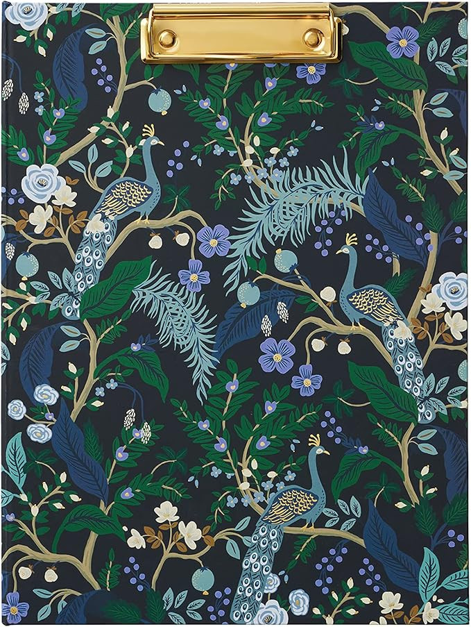 RIFLE PAPER CO. Peacock Clipfolio - Illustrated Hardcover with Contrasting Interior, Gold Front C... | Amazon (US)
