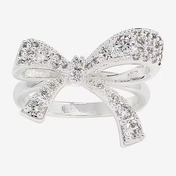 new!Sparkle Allure Cubic Zirconia Pure Silver Over Brass Bow Cocktail Ring | JCPenney