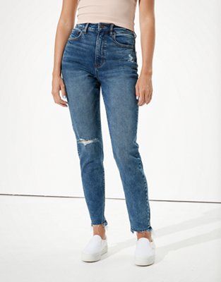 AE Stretch Ripped Highest Waist Mom Jean | American Eagle Outfitters (US & CA)