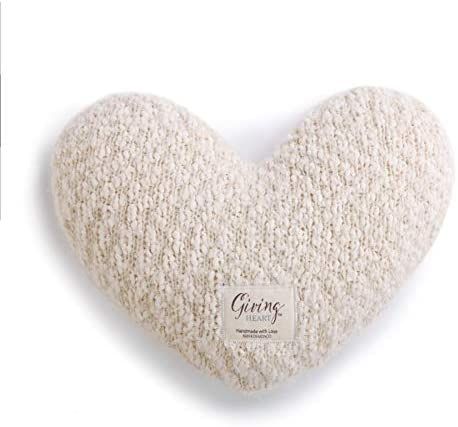 DEMDACO Cream Heart Shaped 10 x 11 inch Plush Polyester Decorative Throw Giving Pillow | Amazon (US)