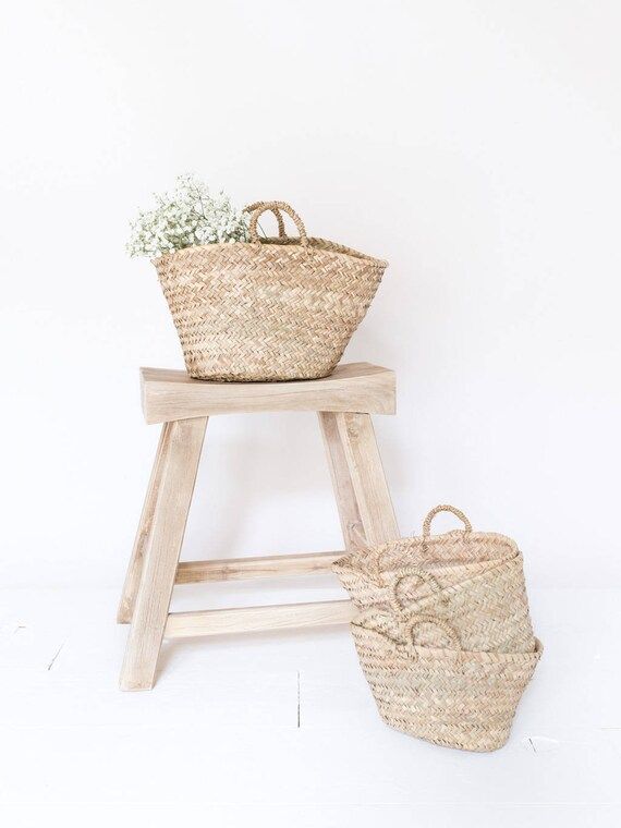 French Market Basket, "The Mae," Woven Bag, Straw Bag, Laundry Basket, Straw Bag, Farmers Market ... | Etsy (US)