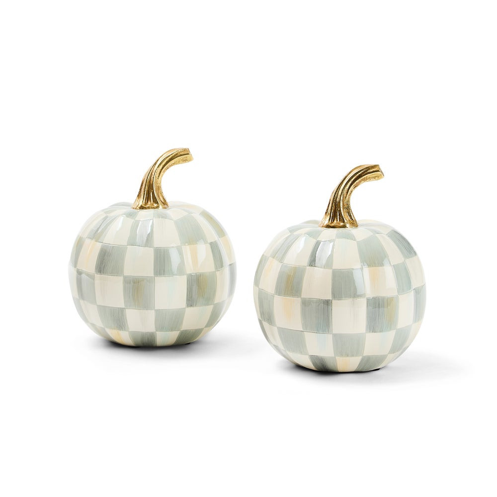 Classic Sterling Check Mini Pumpkin Set of 2 | MacKenzie-Childs