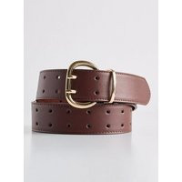 Double Perforated Denim Belt in Brown | Torrid (US & Canada)