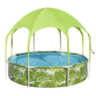 Splash-in-Shade 8 ft. x 20 in. Round 20 in. Kiddie Pool with Canopy Sunshade | The Home Depot