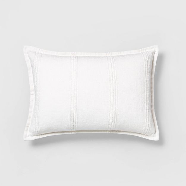 14" x 20" Textured Stripe Lumbar Pillow Sour Cream - Hearth & Hand™ with Magnolia | Target