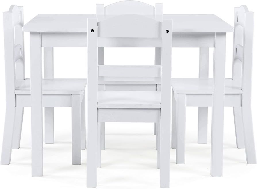 Humble Crew, White Kids Wood Table and 4 Chairs Set | Amazon (US)