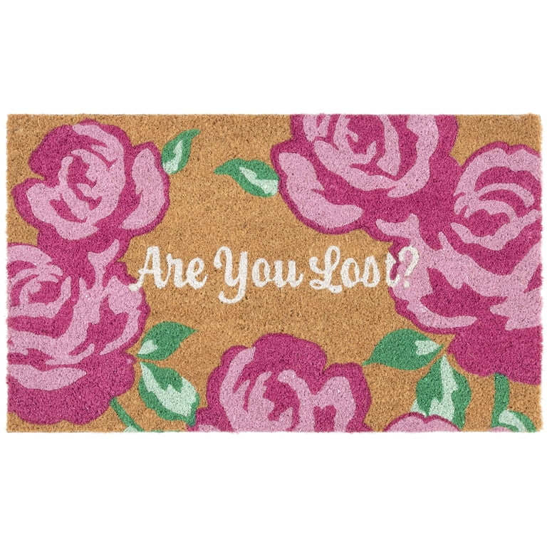 Mainstays Pink Floral Outdoor Doormat, 18"x30" | Walmart (US)