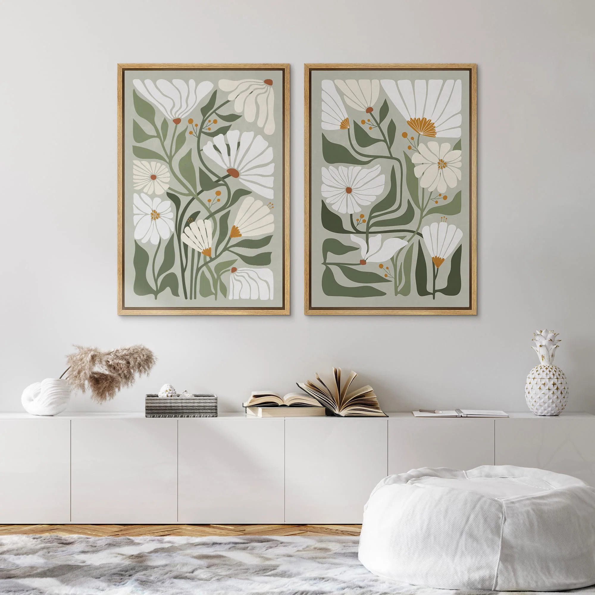 wall26 Abstract Floral Contemporary Botanical Modern Art Wall Decor Artwork Nordic Nature 2 Piece... | Wayfair North America